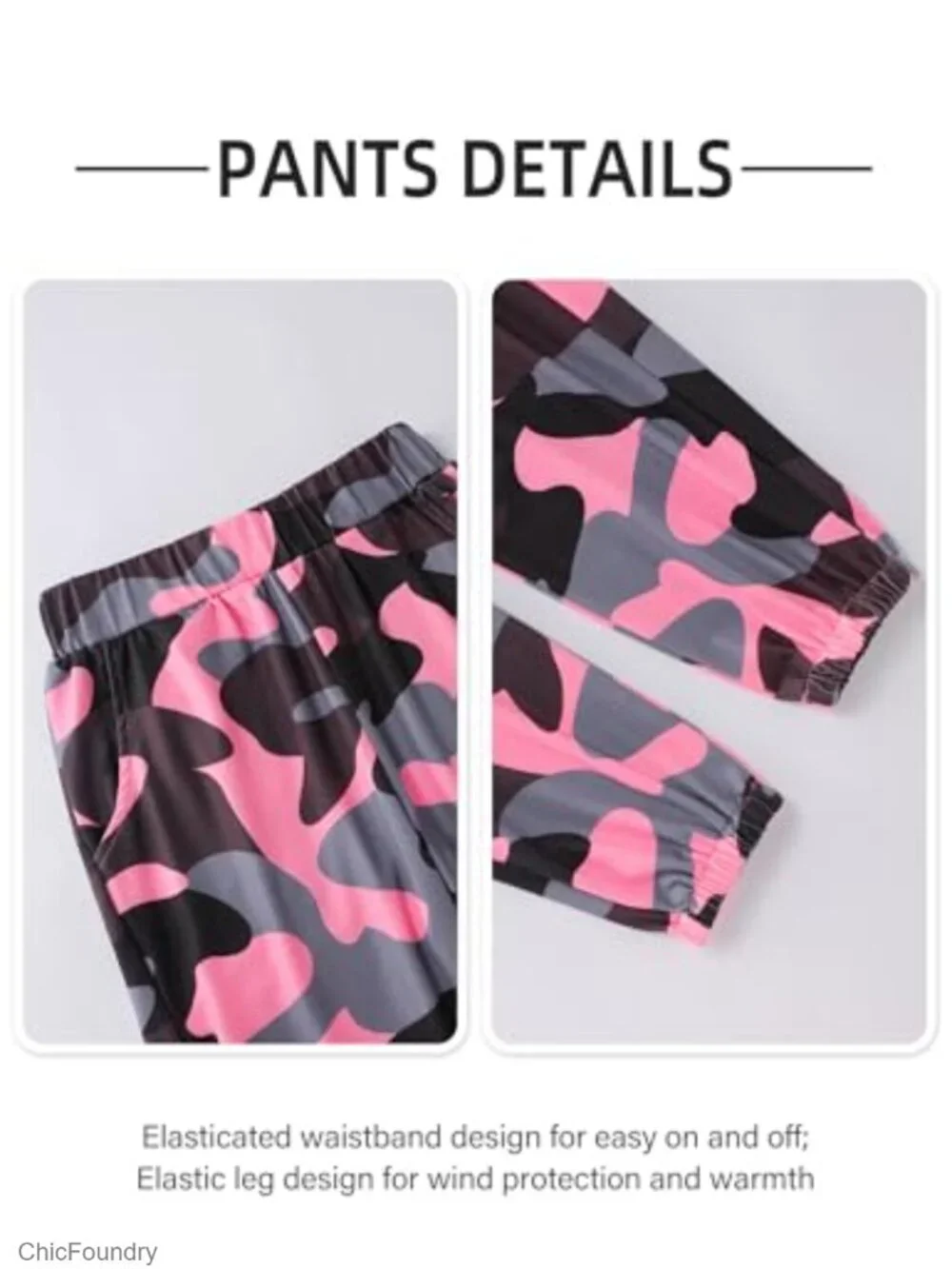 Girls Ribbed Knit Crewneck T-Shirt & Camo Print Pants Set Size 7-8